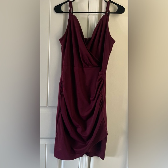 Grace Karin Elegant One-Shoulder Burgundy Dress - Picture 6 of 7